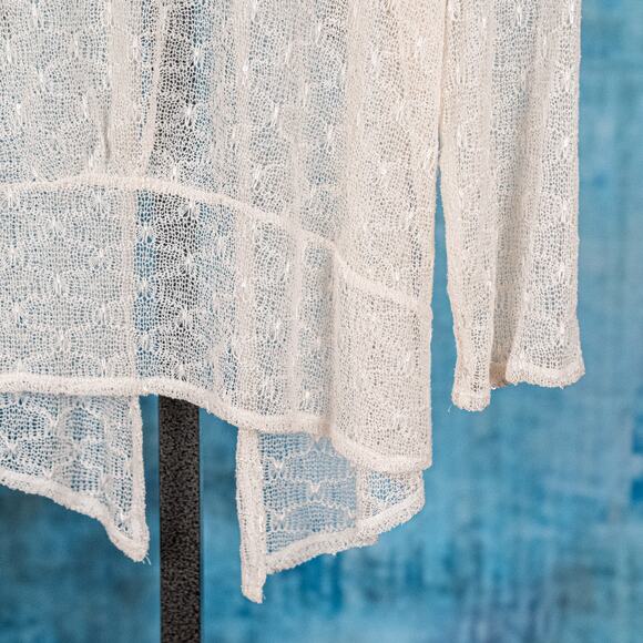 Ruby Rd Open Knit Cardigan Cream w/ Sequins Women's MEDIUM Beachy Casual Coastal - Picture 5 of 6